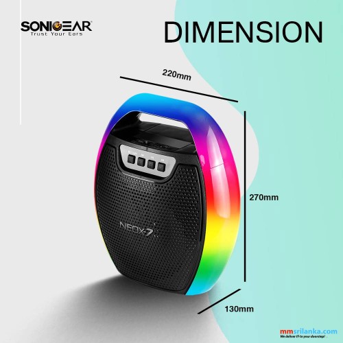 SONICGEAR NEOX 7 RGB LIGHTNING EFFECT BLUETOOTH RECHARGEABLE PORTABLE SPEAKER WITH MIC INPUT (1Y)